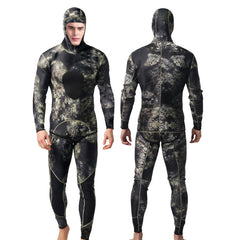 2-Pieces Hooded Wetsuit Suit 3mm Neoprene Diving Top +Diving Vest