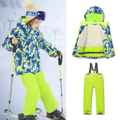 MARKERWAY Kids Snowboard Colorful Printed Ski Jacket and Pants