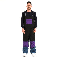 MARKERWAY Men's Colorblock Snow Bibs Pants