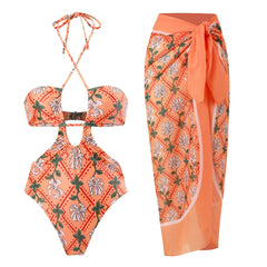 Women 2 Pieces Set Swimsuit Bikini Set With Skirt Beachwear Bathing Suit