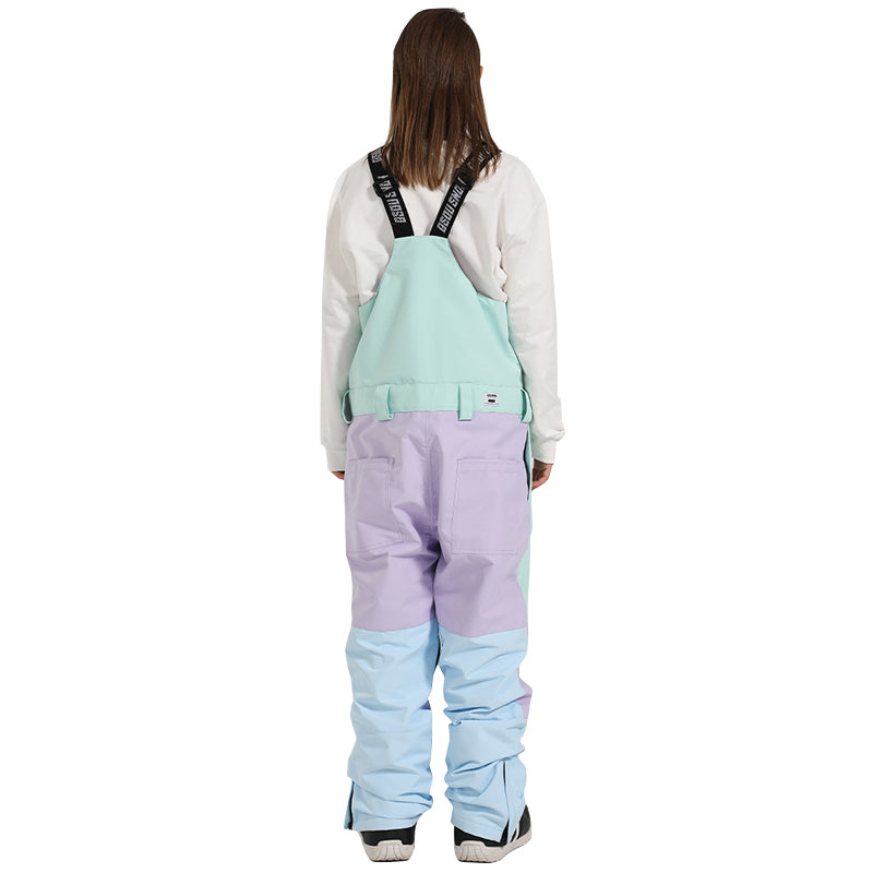 MARKERWAY Women's Colorblock Snow Bibs Pants