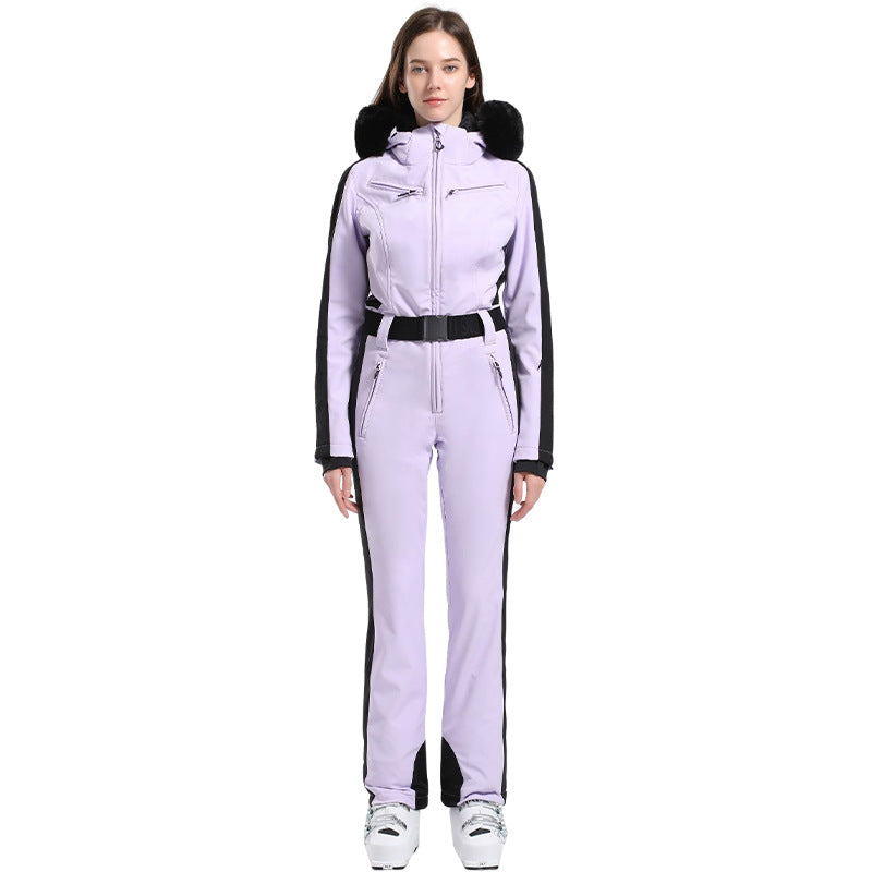 MARKERWAY Women's Classic Faux-Fur Trim Dawn Ski Suit