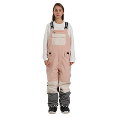 MARKERWAY Women's Colorblock Snow Bibs Pants