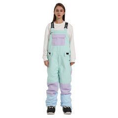 MARKERWAY Women's Colorblock Snow Bibs Pants