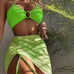 Women's 3 Piece Bathing Suits Bikini Set with Cover Up Skirt