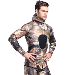 2-Pieces Hooded Wetsuit Suit 3mm Neoprene Diving Top +Diving Vest