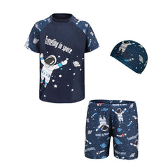 Kids Toddler Two Pieces Cartoon Animal Swimsuit Rashguard Set