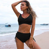 Women's Bikini Swimsuit Front Cross Lace Up Two Piece Bathing Suit Floral Print V Neck Swimwear Beach Wear