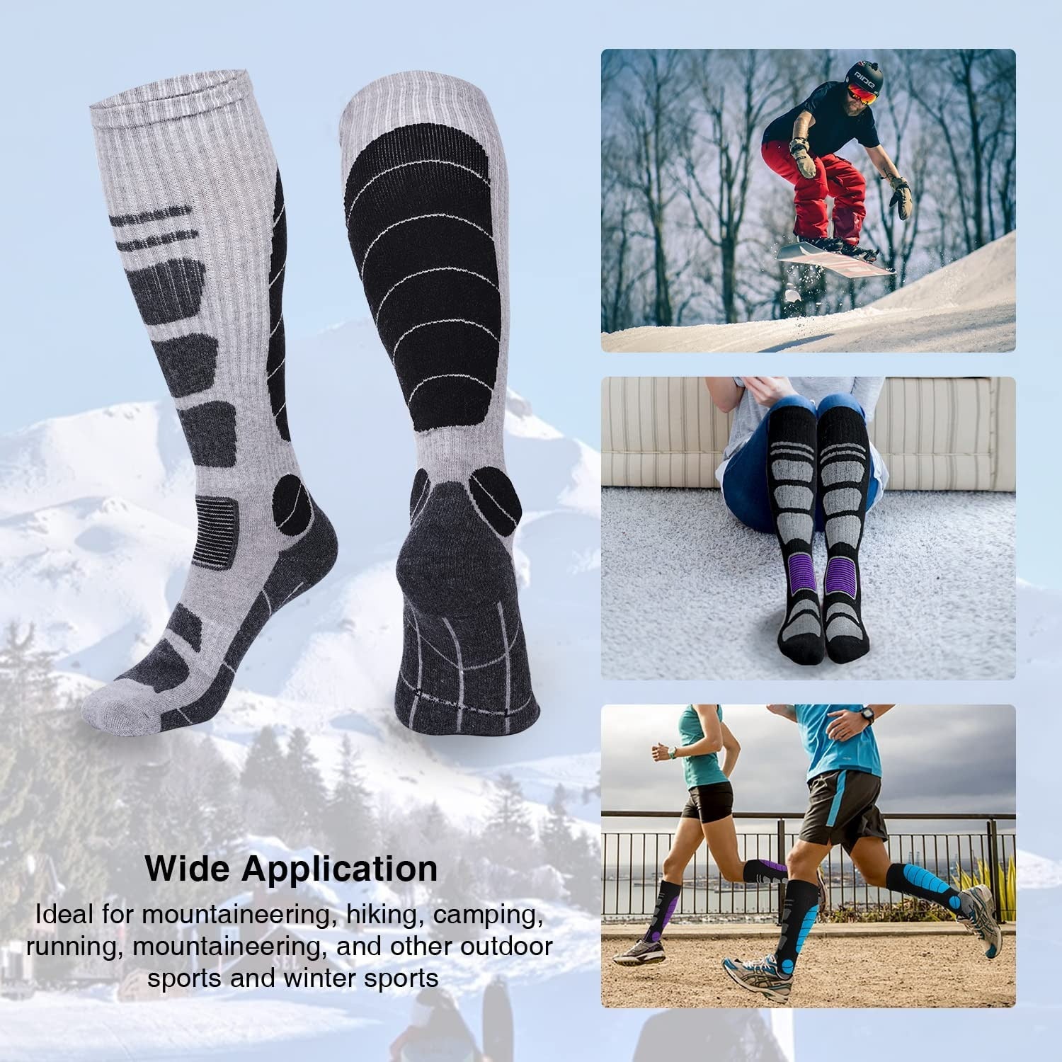 MARKERWAY Winter Snowboard Sport Socks Men Women