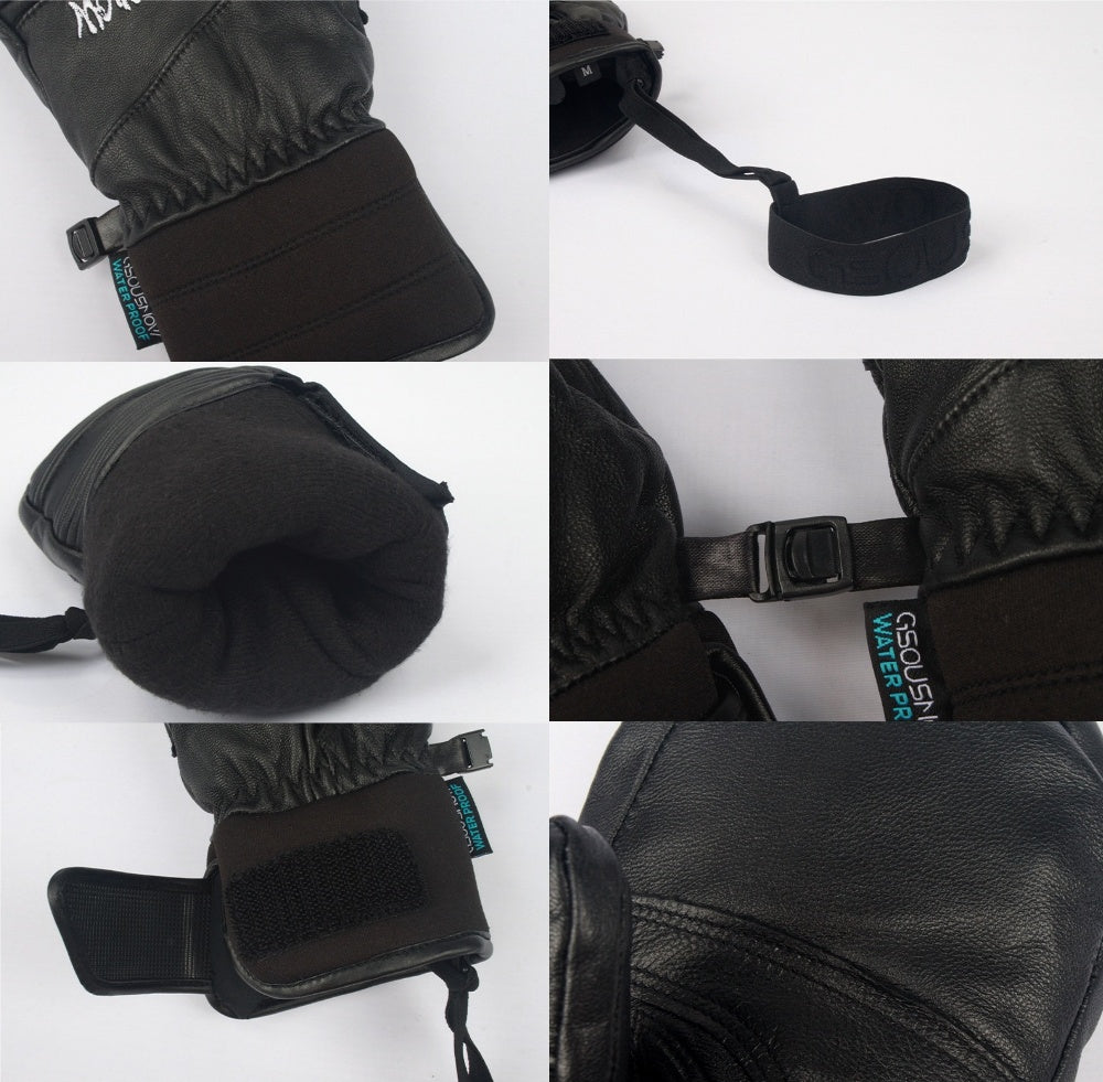 MARKERWAYWaterproof Leather Ski Snowboard Gloves for Men & Women