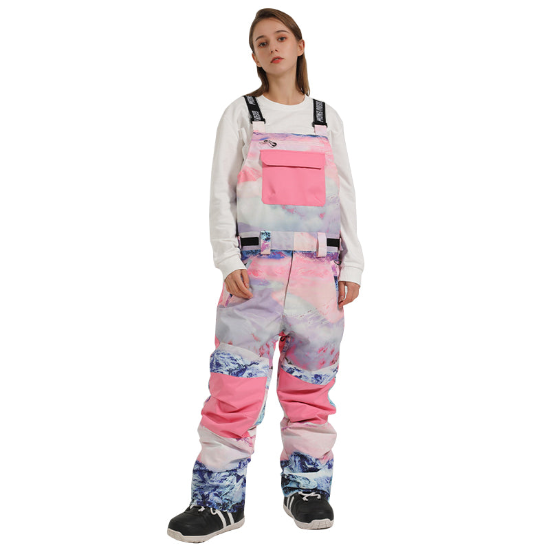 MARKERWAY Women's Colorblock Snow Bibs Pants