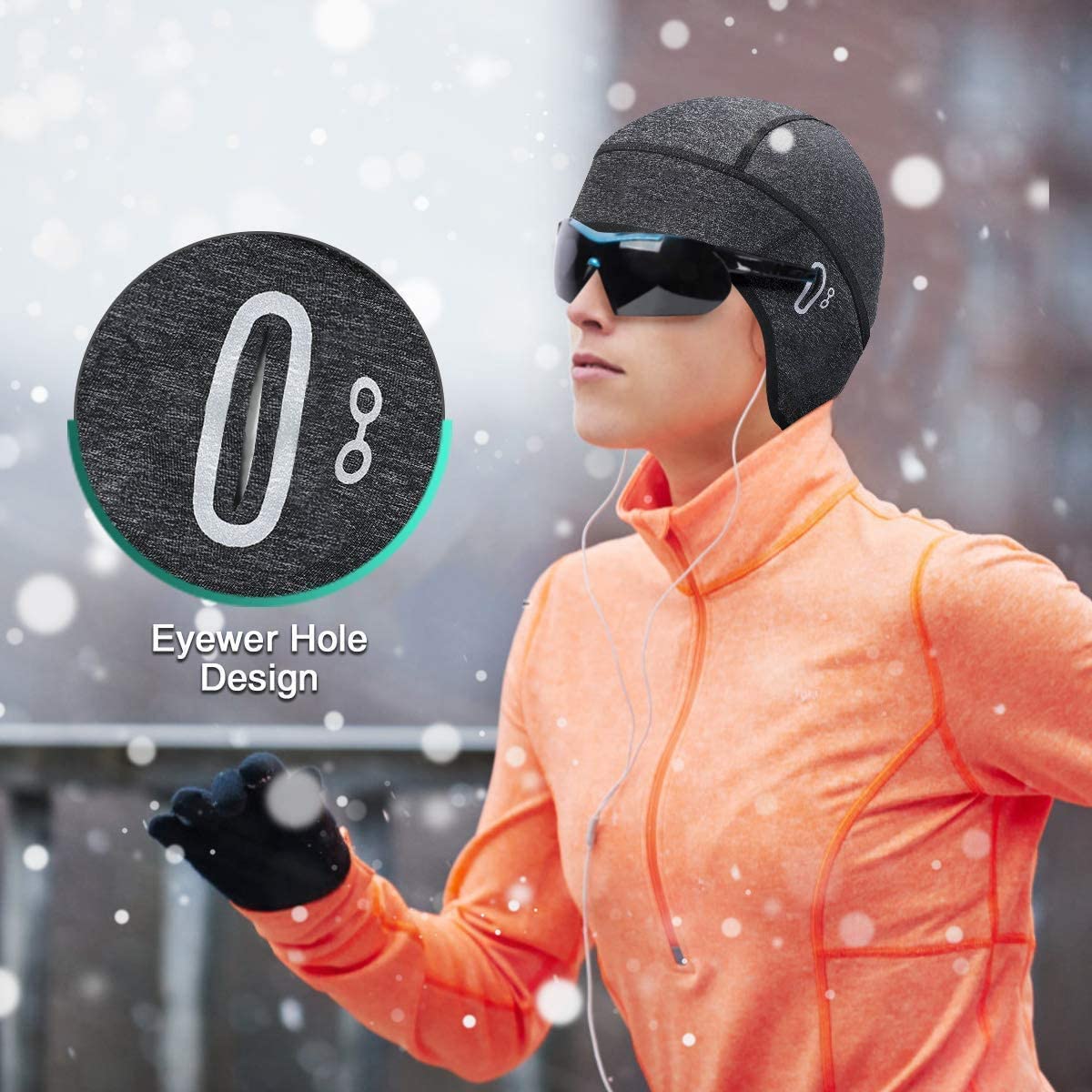 MARKERWAY Winter Thermal Beanie Hat Men Women Helmet Liner with Glasses Holes