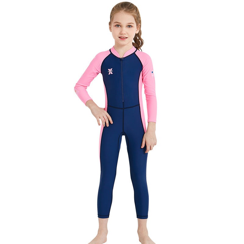 Girls Diving Suit Outdoor Long Sleeve one-Piece Swimsuit