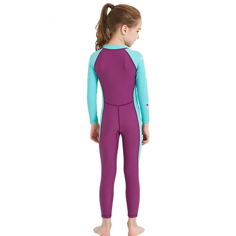 Kids Wetsuit Round Neck Swimsuit One Piece Elastic Bathing Suit for Girls  Nylon Surfing Clothing Swimwear for Swimming Diving Green XL 