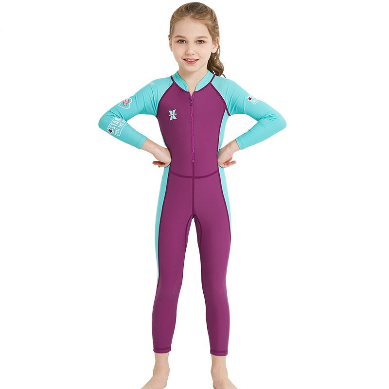 Girls Diving Suit Outdoor Long Sleeve one-Piece Swimsuit