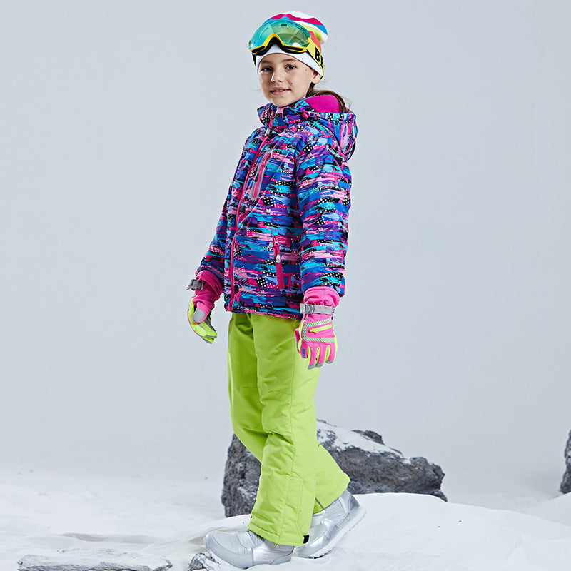 Big Girl's 2-Piece Colorblock Snow Pants and Jacket Snowsuit Ski Suit