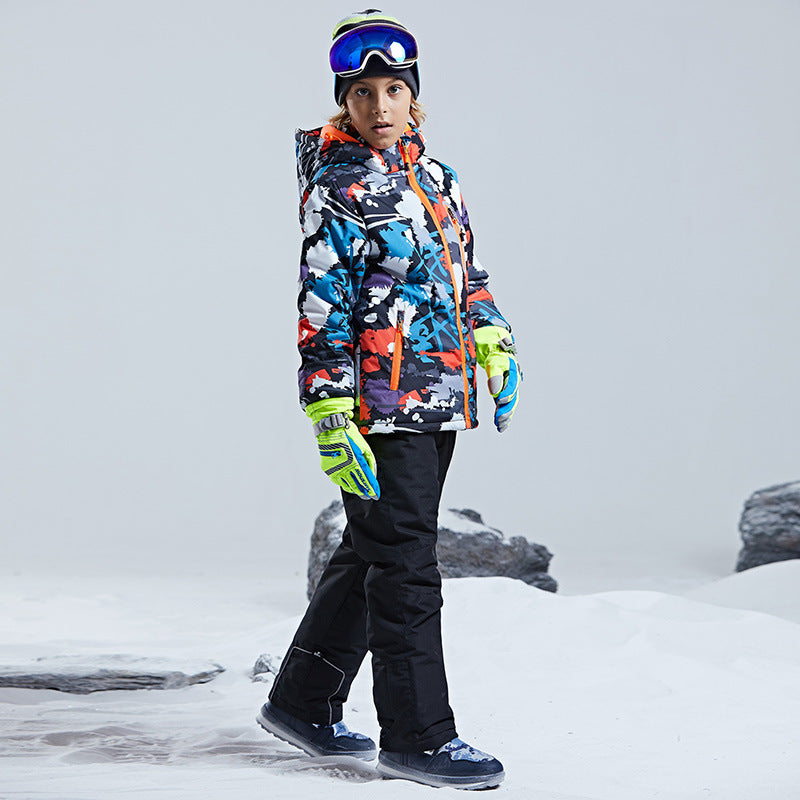 Big Boy's 2-Piece Colorblock Snow Pants and Jacket Snowsuit Ski Suit