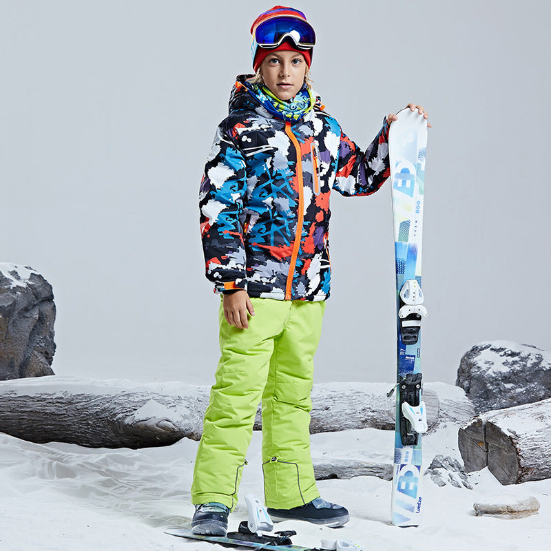 Big Boy's 2-Piece Colorblock Snow Pants and Jacket Snowsuit Ski Suit
