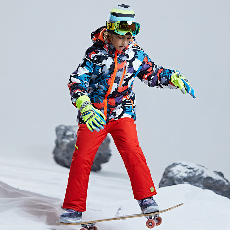 Big Boy's 2-Piece Colorblock Snow Pants and Jacket Snowsuit Ski Suit