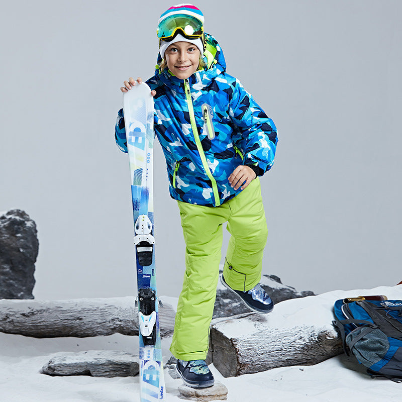 Big Boy's 2-Piece Colorblock Snow Pants and Jacket Snowsuit Ski Suit