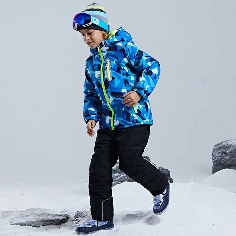 Big Boy's 2-Piece Colorblock Snow Pants and Jacket Snowsuit Ski Suit