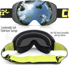 MARKERWAY G2 Magnetic Snowboard/Polarized OTG UV400 Skiing Goggles