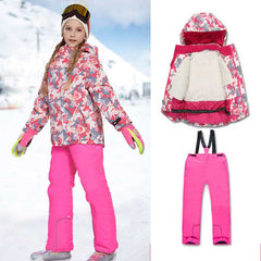 MARKERWAY Kids Snowboard Colorful Printed Ski Jacket and Pants