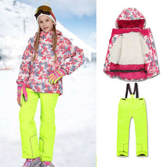 MARKERWAY Kids Snowboard Colorful Printed Ski Jacket and Pants