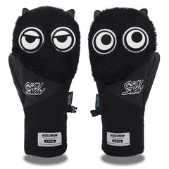MARKERWAY Cute Big Eyes Plush Men And Women Waterproof And Wear-Resistant Ski Gloves