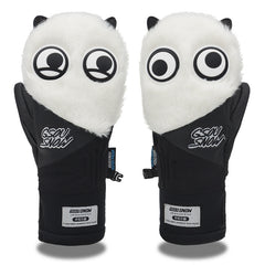 MARKERWAY Cute Big Eyes Plush Men And Women Waterproof And Wear-Resistant Ski Gloves