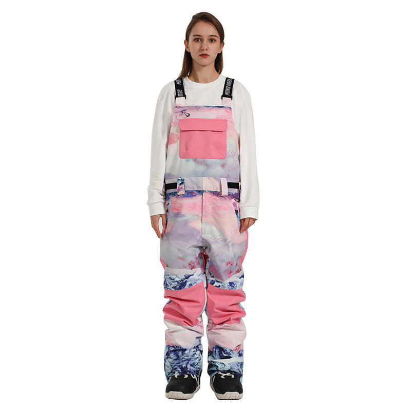 MARKERWAY Women's Colorblock Snow Bibs Pants