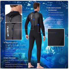 Men's Wetsuit with Back Zip-3mm Neoprene
