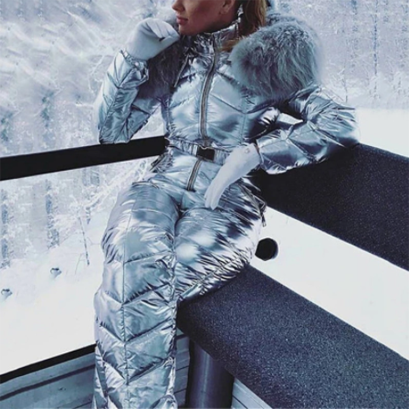 MARKERWAY Women s Winter Fur Collar Ski Jumpsuit Women s Snow Jumpsuit Women s One Piece Ski Suit Markerway