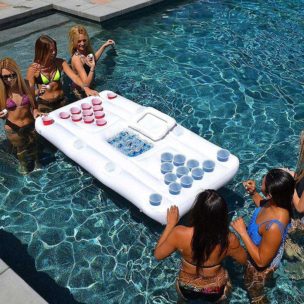 MARKERWAY Inflatable Pool Party Floating Beer Pong Table