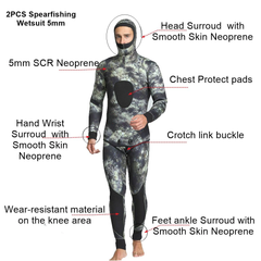 2-Pieces Hooded Wetsuit Suit 3mm Neoprene Diving Top +Diving Vest