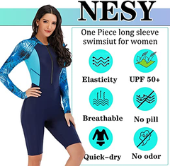 Women's Long Sleeve Wetsuit Print Surfwear UPF 50+ Rash Guard