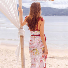 2 Piece Women's Beach Swimsuit Long Apron Wrap Shawl One Piece Swimsuit